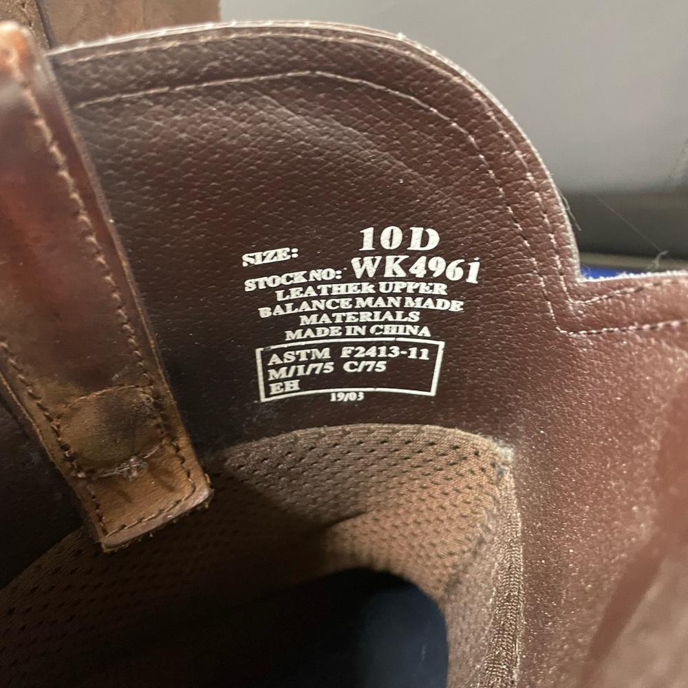 Justin Boots Brown Leather Cowboy Work Boots - Picture 5 of 7
